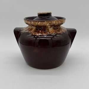 Vintage Roseville Pottery Brown Drip Glaze Bean Pot Stoneware Large 7" Tall